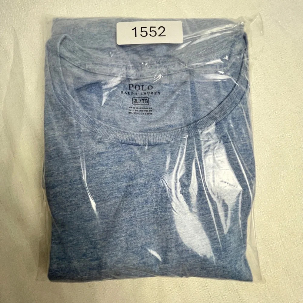 Polo Ralph Lauren T-Shirt Mens XL Blue Long Sleeve Heathered Cotton Pony‎ Logo
